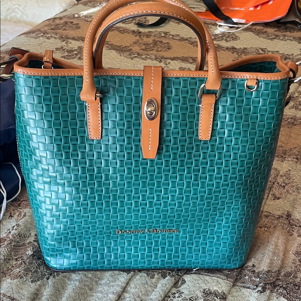 Dooney & Bourke Blue and Tan Woven Tote